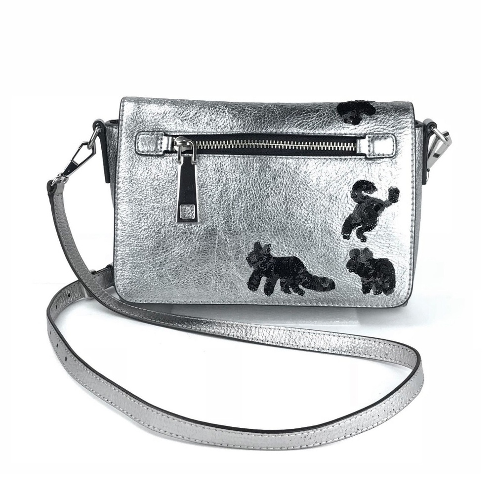 Marc Jacobs Silver Gotham Flocked Crossbody